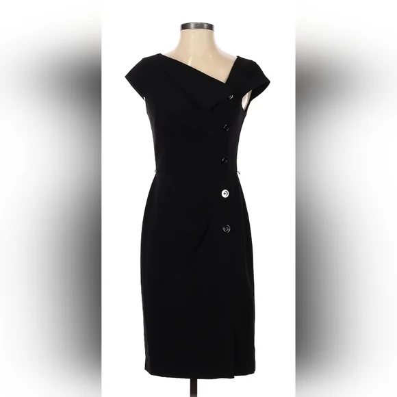 White House Black Market | Dresses | White House Black Market Sz 2 Tailored Office  Dress Black Asymmetrical Neckline | Poshmark